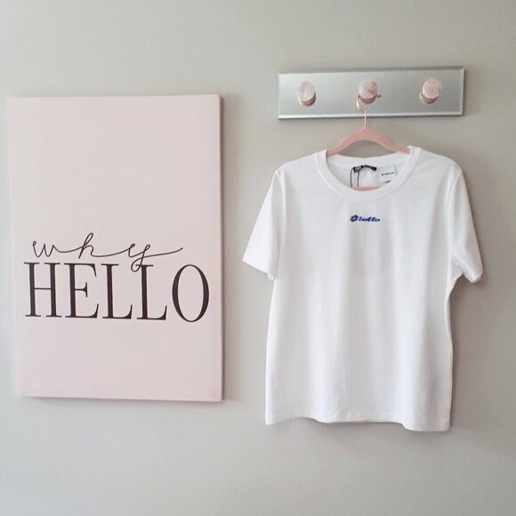 NWOT Zara x Lotto Sport graphic text white t-shirt, L - Picture 8 of 9